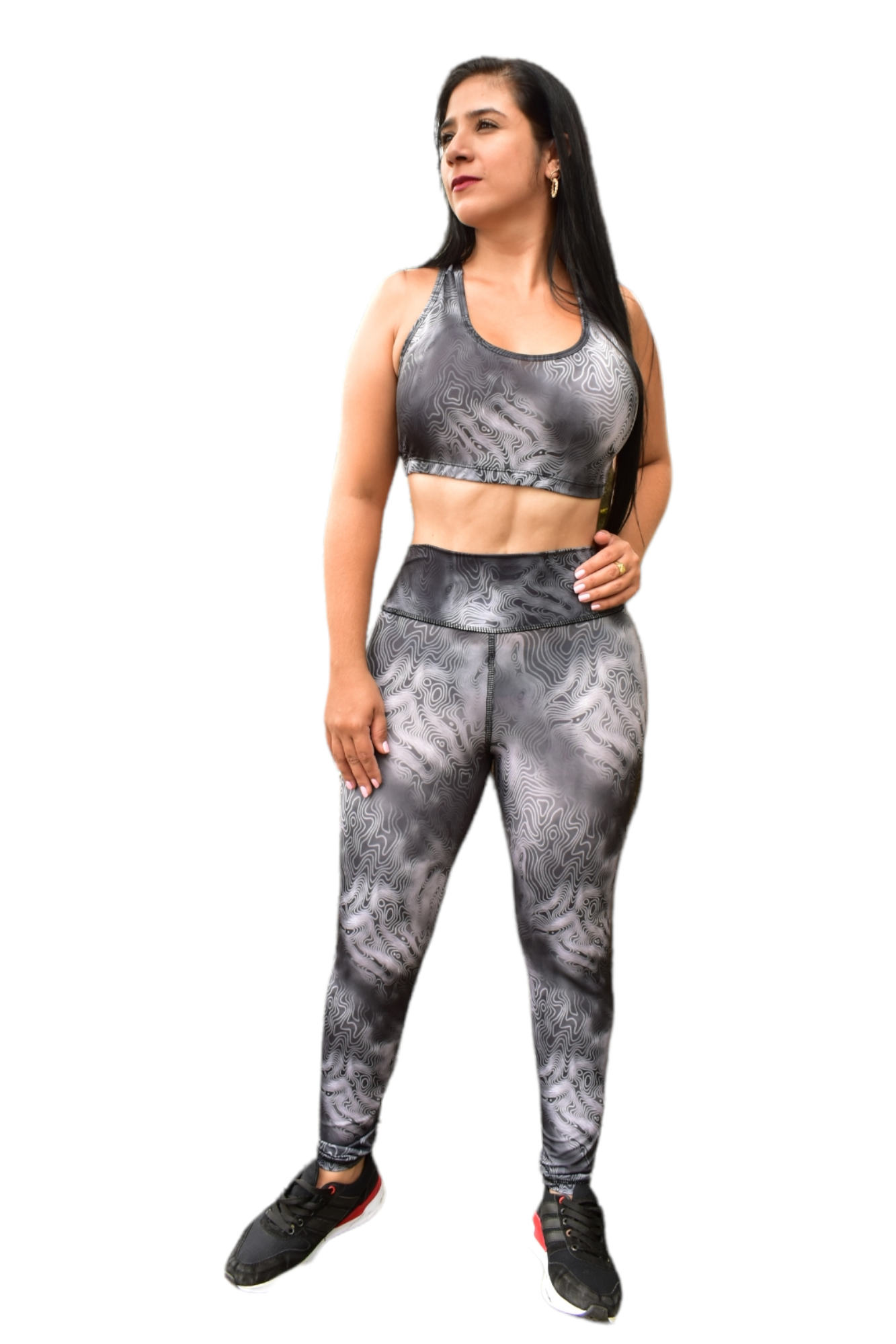 LEGGINS SET 2 PIEZAS SPORTGYM GRIS ONDAS