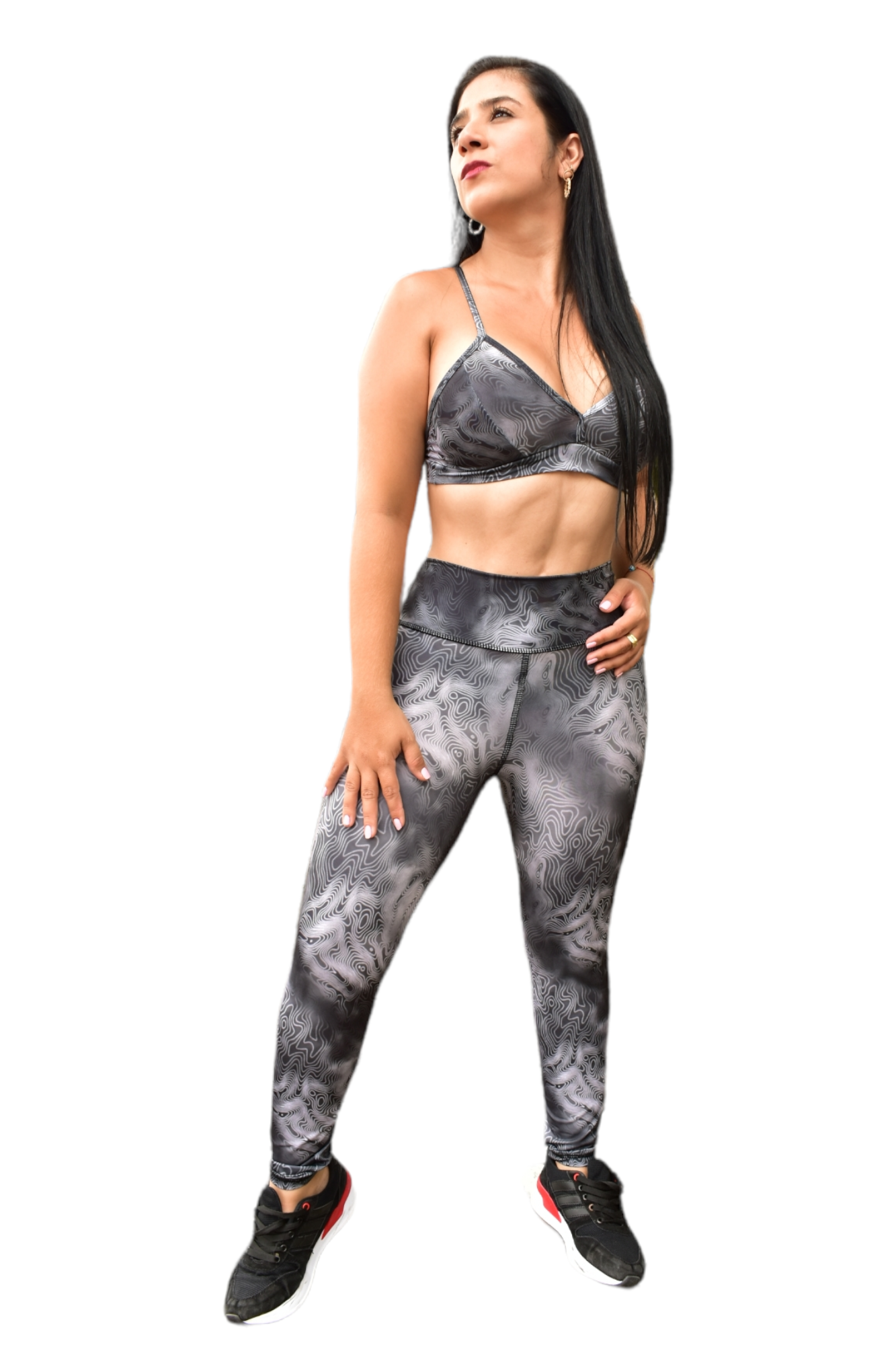 LEGGINS SET 2 PIEZAS SPORTGYM GRIS ONDAS