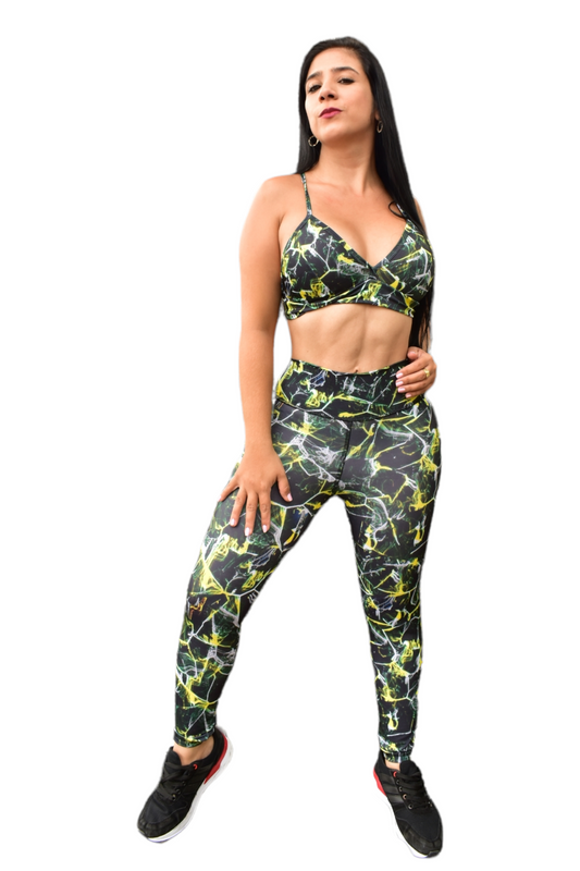 LEGGINS SET 2 PIEZAS SPORTGYM VERDE ELECTRICO