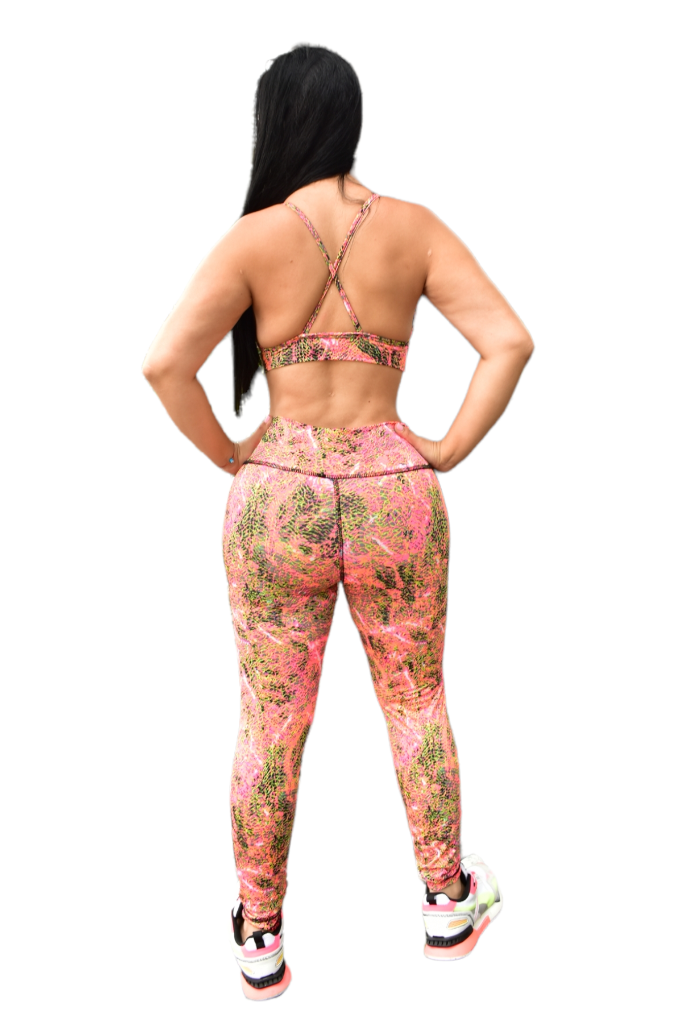 LEGGINS SET 2 PIEZAS SPORTGYM ANIMAL NARANJA NEON