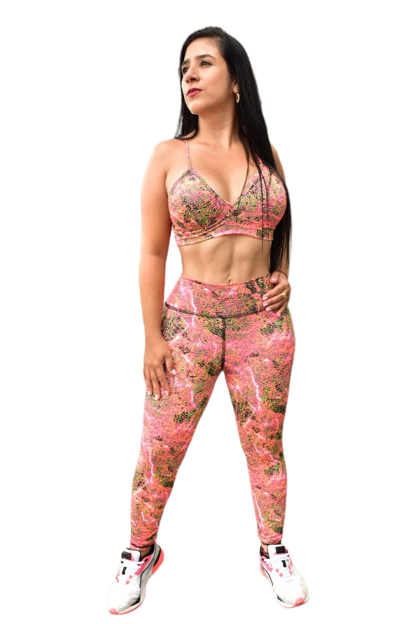 LEGGINS SET 2 PIEZAS SPORTGYM ANIMAL NARANJA NEON