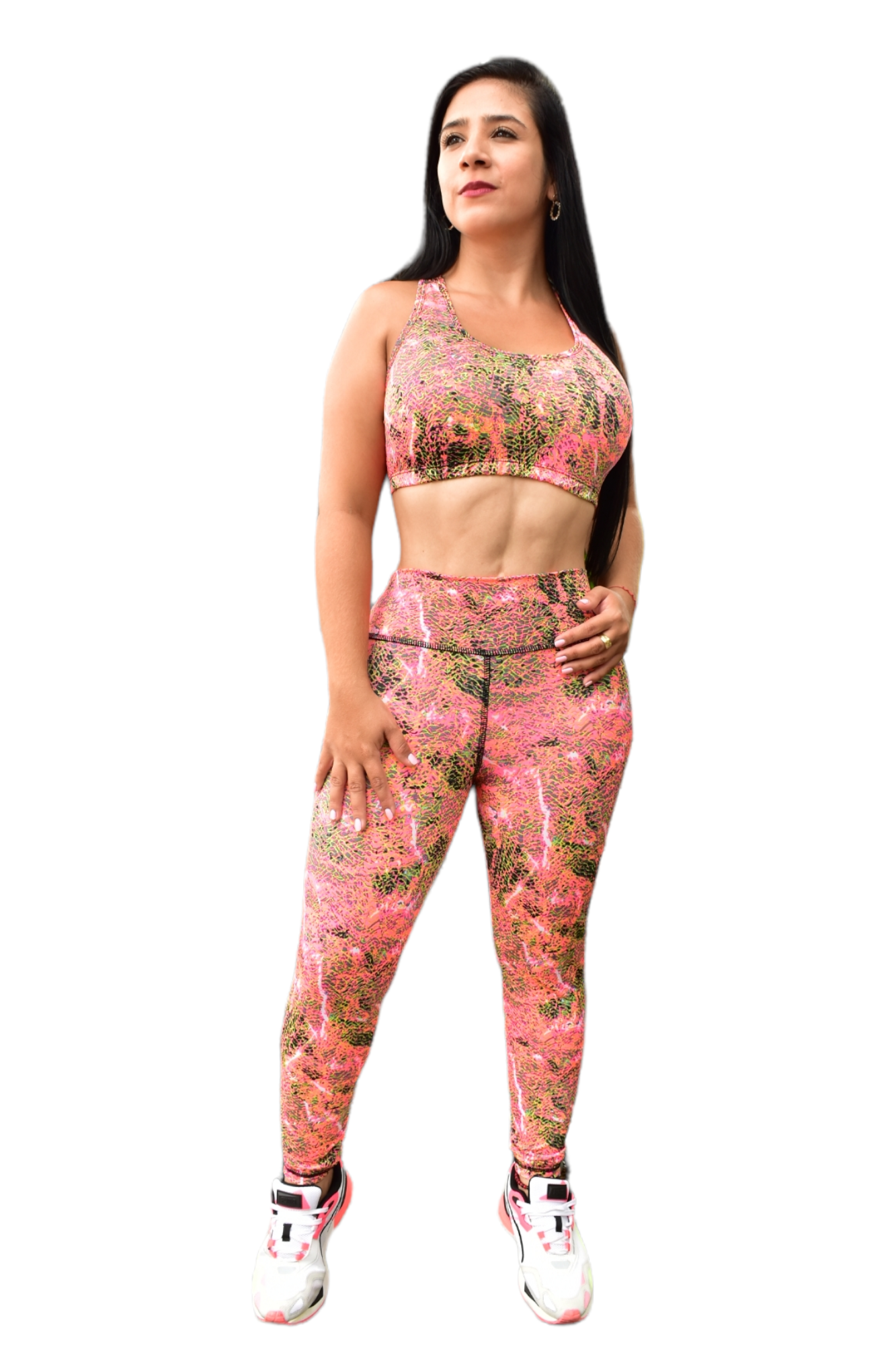 LEGGINS SET 2 PIEZAS SPORTGYM ANIMAL NARANJA NEON