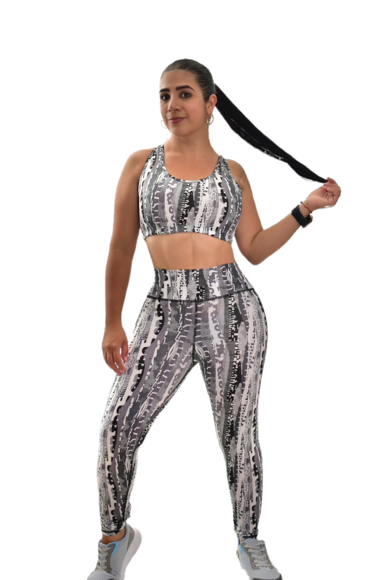 LEGGINS SET 2 PIEZAS SPORTGYM GRIS RALLA NEGRO oversilvercolombia