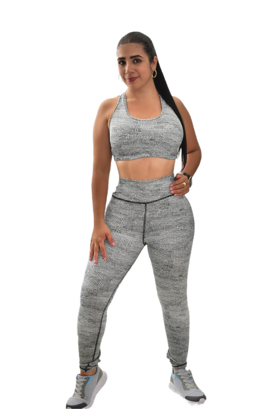 LICRA SET 2 PIEZAS SPORTGYM GRIS PINTAS oversilvercolombia