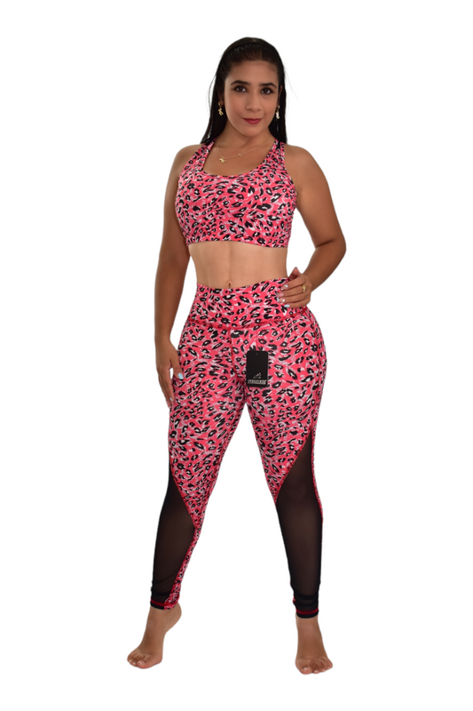 LEGGINS COMBINADA SET 2 PIEZAS SPORTGYM ANIMAL ROSADO oversilvercolombia