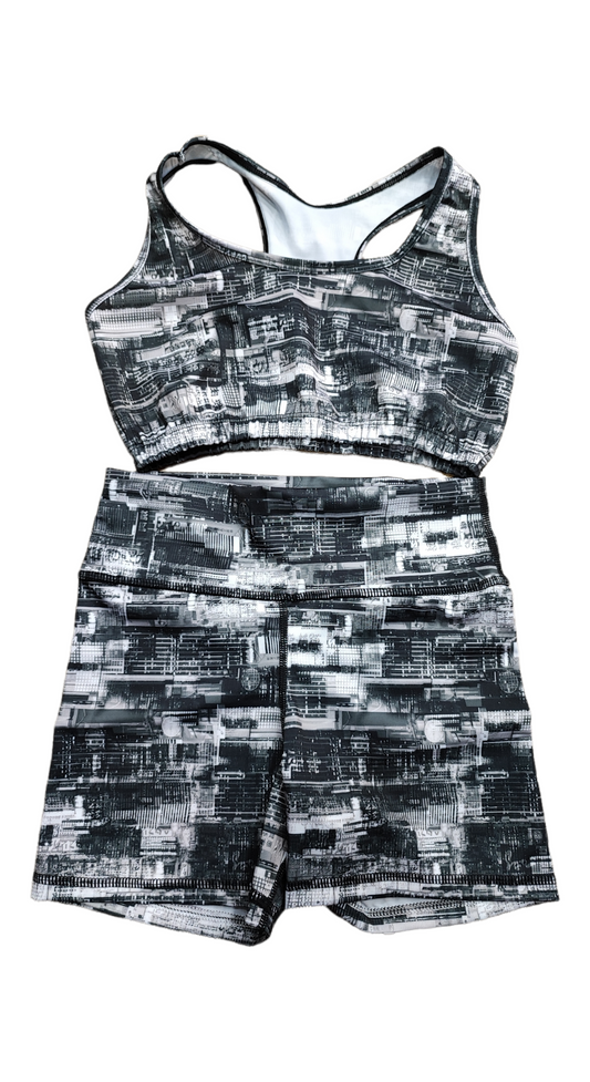 SHORT SET 2 PIEZAS SPORTGYM GRIS BLANCO NEGRO oversilvercolombia