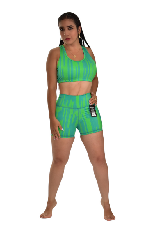 SHORT SET 2 PIEZAS SPORTGYM VERDE RALLAS oversilvercolombia