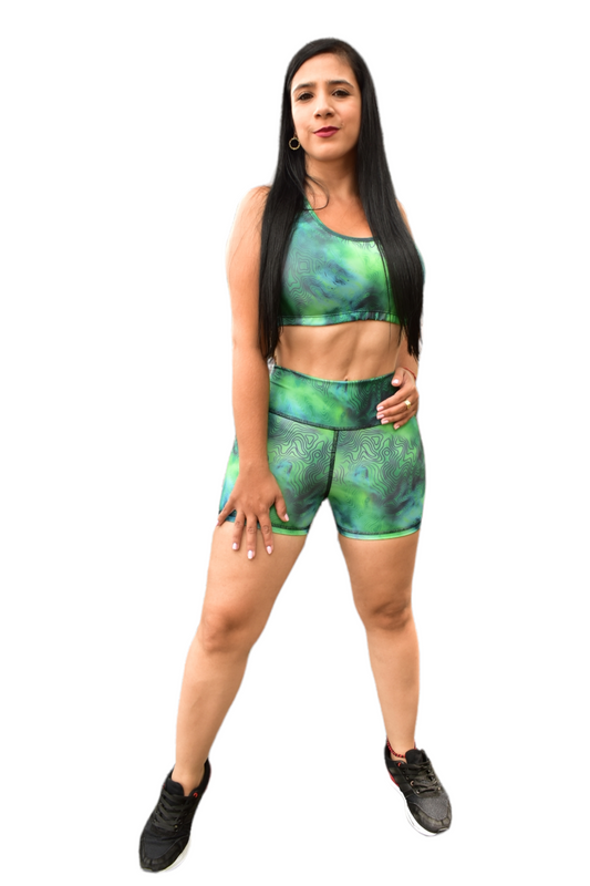 SHORT SET 2 PIEZAS SPORTGYM VERDE ONDAS