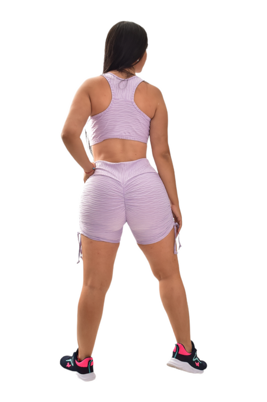 SHORT PUSH UP TIRAS SET 2 PIEZAS TEXTURIZADO LILA oversilvercolombia