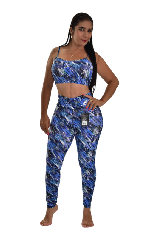 LEGGINS SET 2 PIEZAS PREMIUMTEX AZUL RALLAS BLANCA DIAGONAL oversilvercolombia