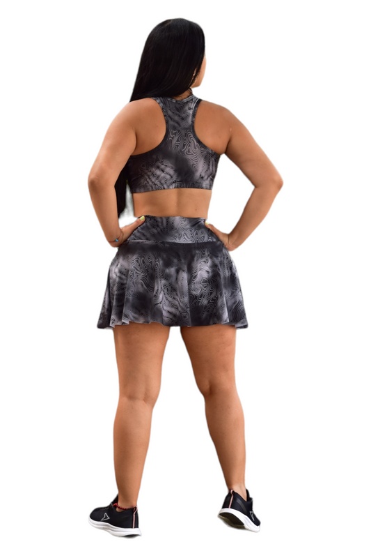 FALDA SHORT SET 2 PIEZAS SPORTGYM GRIS ONDAS